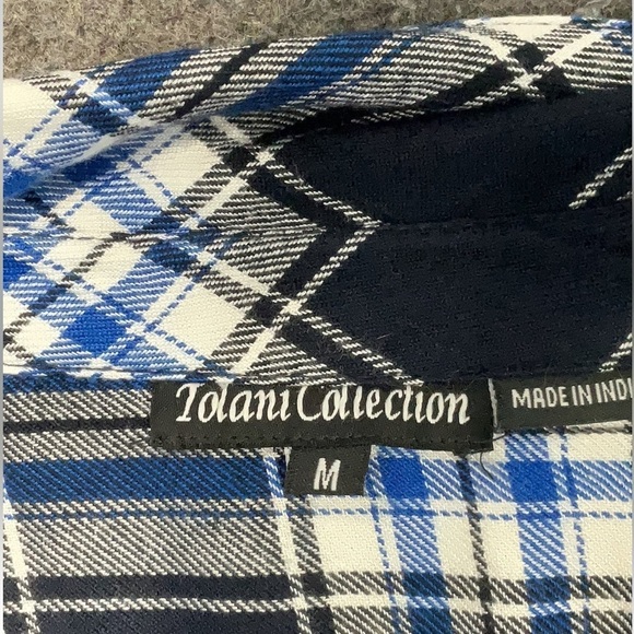 Tolani Collection Blue and White Plaid Button-Up Shirt size medium - Picture 6 of 7